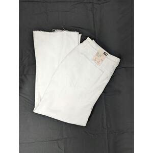 NWT High Rise Kick Flare Crop Jeans Juniors 17 White Distressed Button Fly